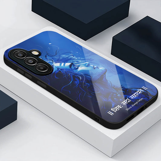 Samsung Galaxy A56 Premium Acrylic Shockproof Glass Back Case (Blue Divine)