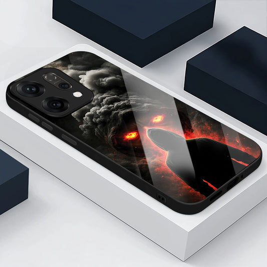Oppo Reno 14 5G Premium Acrylic Shockproof Glass Back Case ( Dark Flame )