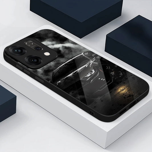 Oppo Reno 14 5G Premium Acrylic Shockproof Glass Back Case (Black-BMW)