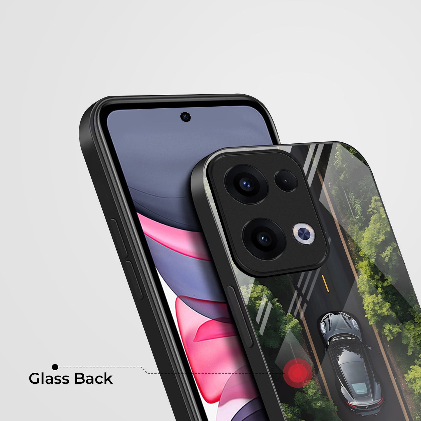 Oppo Reno 13 5G Premium Acrylic Shockproof Glass Back Case ( Road Never Give up )