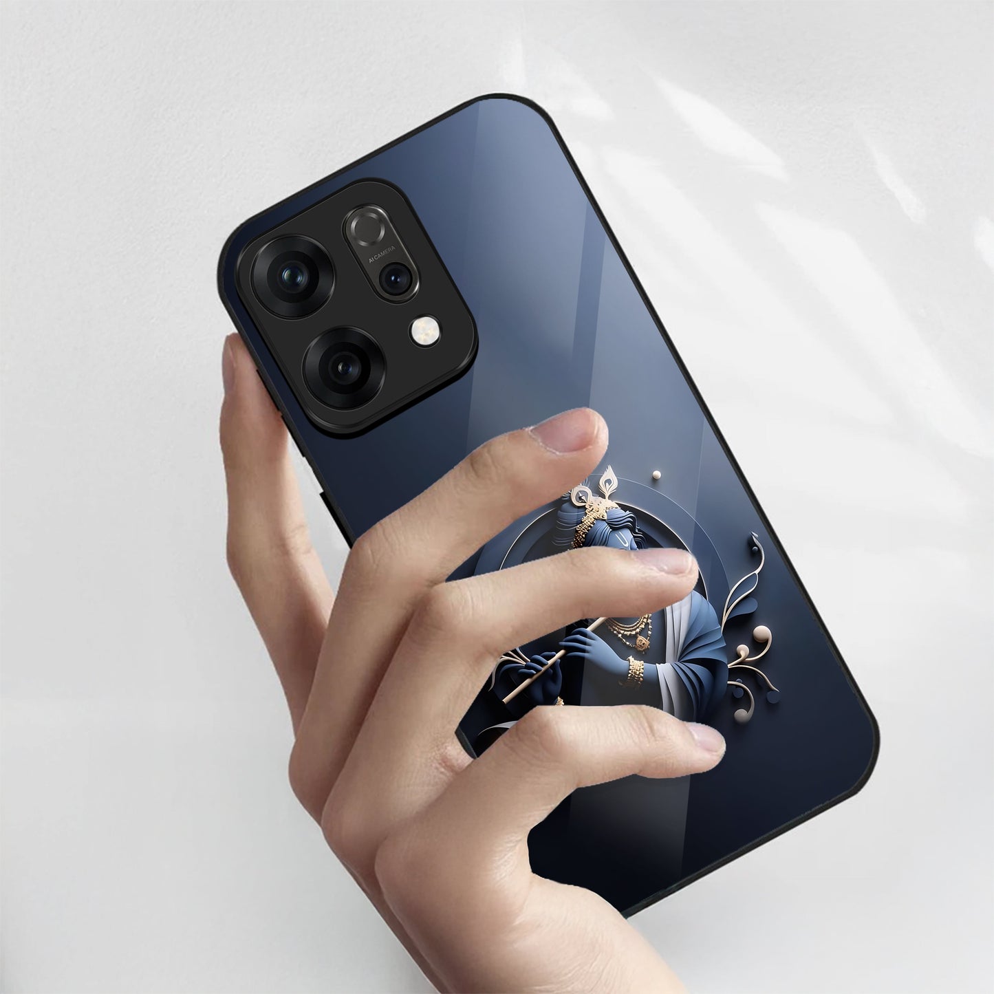 Oppo Reno 14 5G Premium Acrylic Shockproof Glass Back Case ( Krishna)