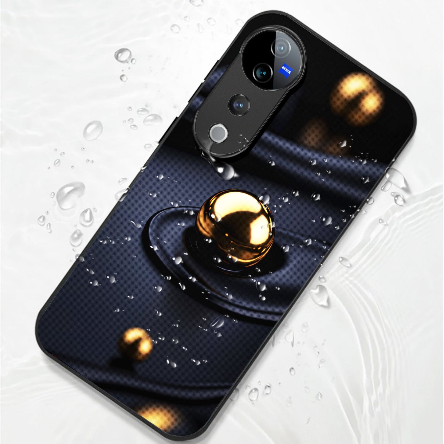 Vivo V40 Pro 5G Premium Acrylic Shockproof Glass Back Case (Golden Ripple)