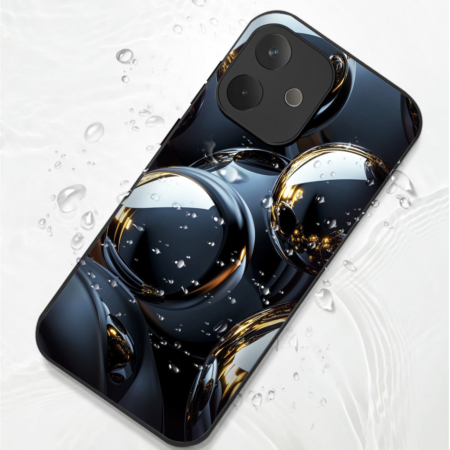 Oppo A5 Pro 5G Premium Acrylic Shockproof Glass Back Case (Mirror Spheres)