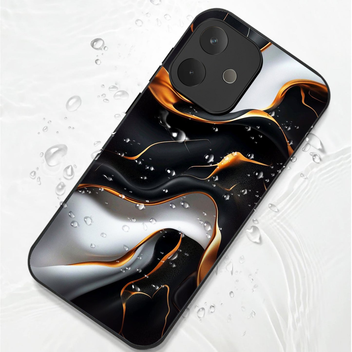 Oppo A5 Pro 5G Premium Acrylic Shockproof Glass Back Case (Lava Veins)