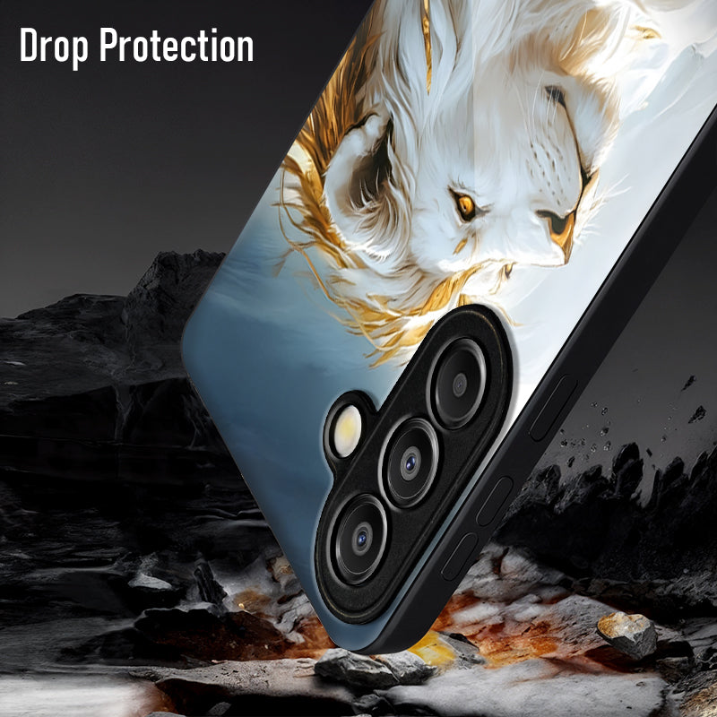 Samsung Galaxy A36 Premium Acrylic Shockproof Glass Back Case (Lion Glory)