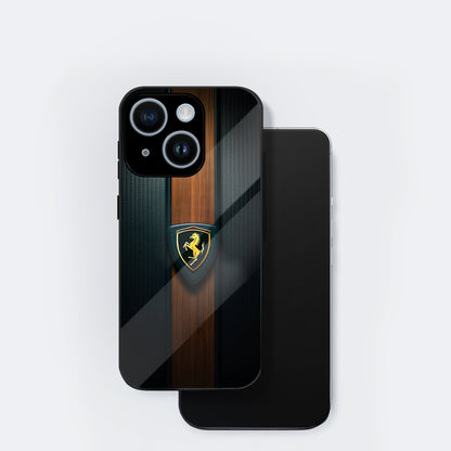 iPhone 15 Premium Acrylic Shockproof Glass Back Case (Royal Roadster)