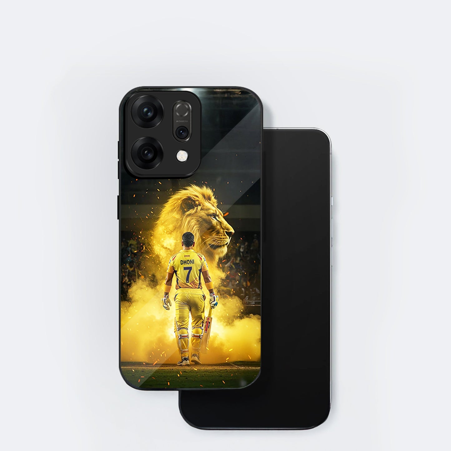 Oppo Reno 14 5G Premium Acrylic Shockproof Glass Back Case (Dhoni)