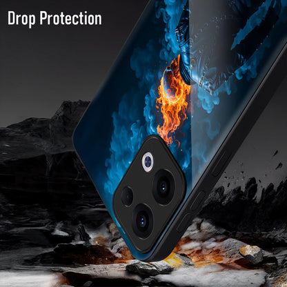Oppo Reno 13 5G Premium Acrylic Shockproof Glass Back Case (Chains of Fire)
