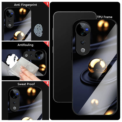 Vivo V40 Pro 5G Premium Acrylic Shockproof Glass Back Case (Golden Ripple)