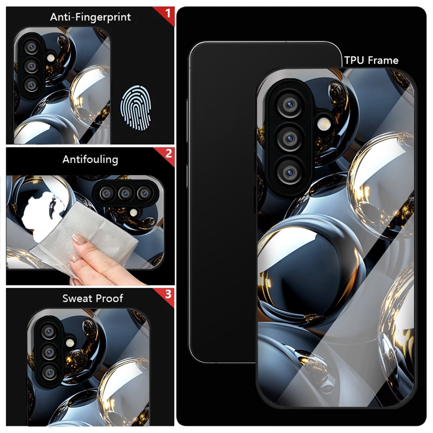 Samsung Galaxy A56 5G Premium Acrylic Shockproof Glass Back Case (Mirror Spheres)