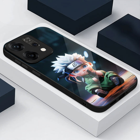Oppo Reno 14 5G Premium Acrylic Shockproof Glass Back Case (Small Kakashi)