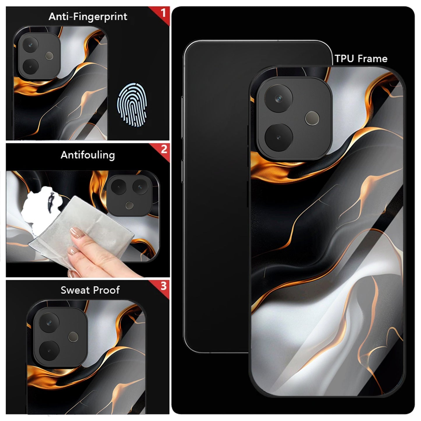 Oppo A5 Pro 5G Premium Acrylic Shockproof Glass Back Case (Lava Veins)