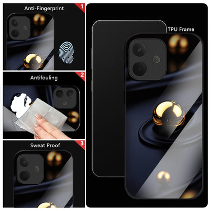 Oppo A5 Pro 5G Premium Acrylic Shockproof Glass Back Case (Golden Ripple)