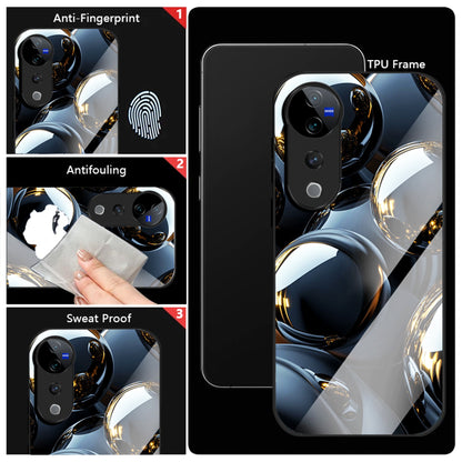 Vivo V40 Pro 5G Premium Acrylic Shockproof Glass Back Case (Mirror Spheres)