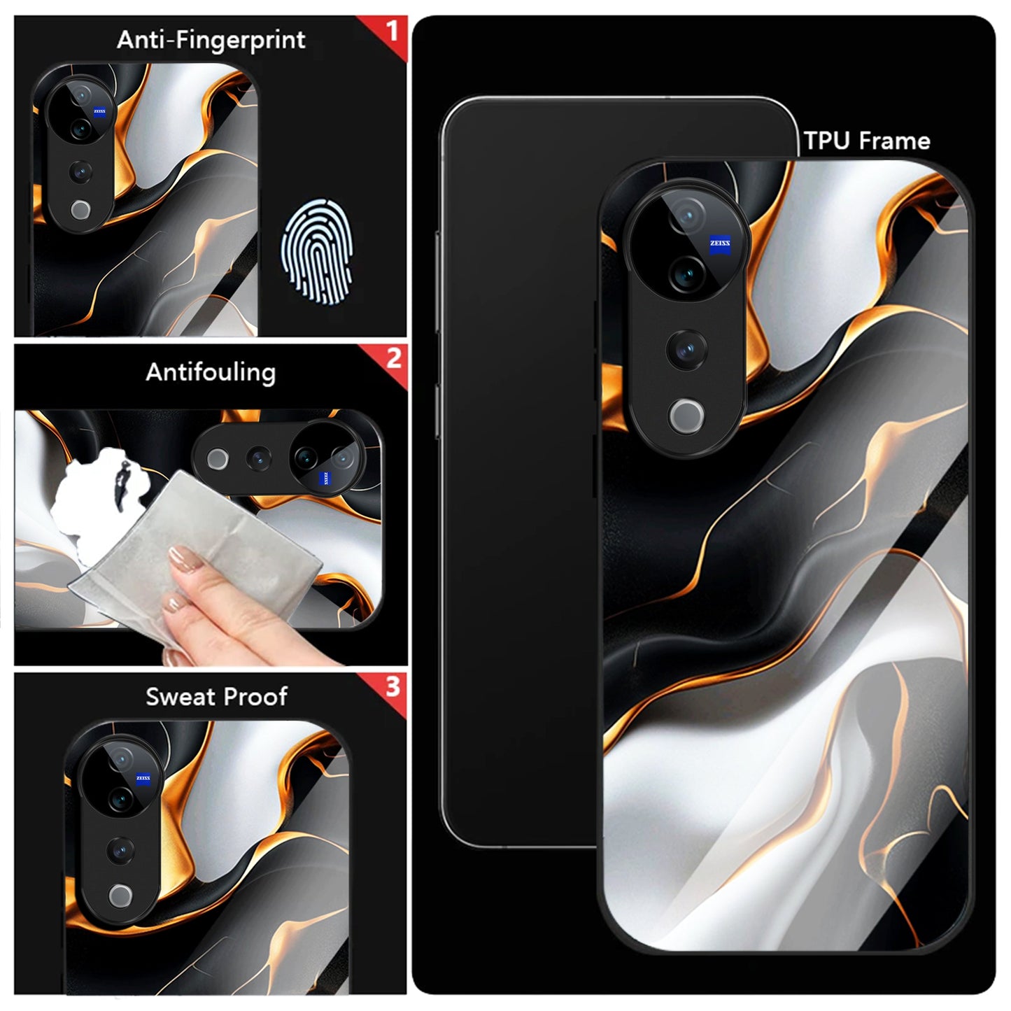 Vivo V40 Pro 5G Premium Acrylic Shockproof Glass Back Case (Lava Veins)