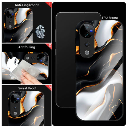 Vivo V40 Pro 5G Premium Acrylic Shockproof Glass Back Case (Lava Veins)
