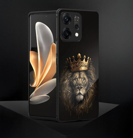 Oppo Reno 14 5G Premium Acrylic Shockproof Glass Back Case (Crowned Lion)