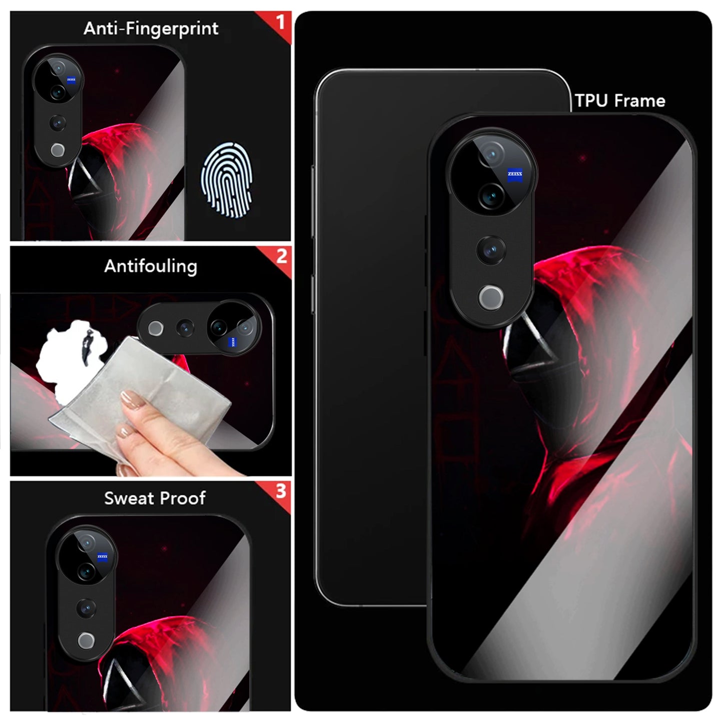 Vivo V40 Pro 5G Premium Acrylic Shockproof Glass Back Case (Triangle Mask)