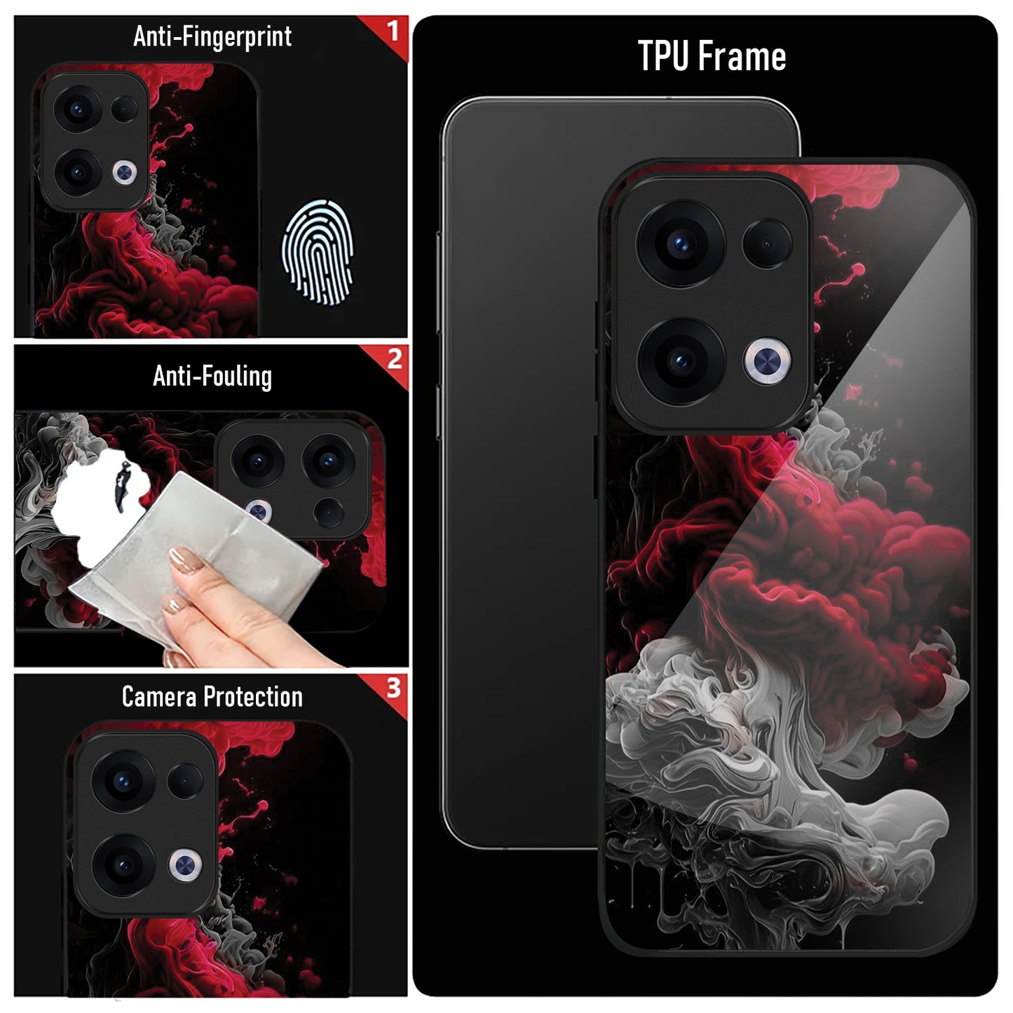 Oppo Reno 13 5G Premium Acrylic Shockproof Glass Back Case ( Infernal Drift )