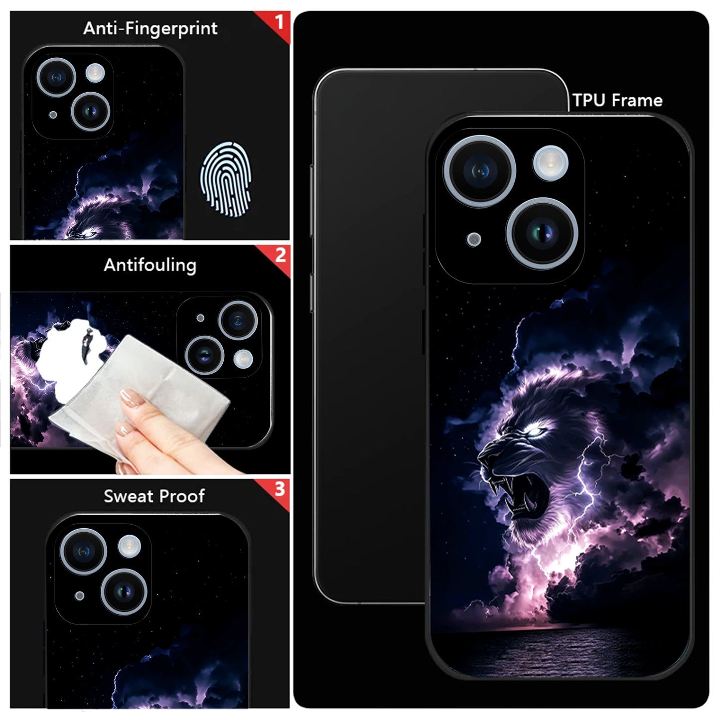 iPhone 15 Premium Acrylic Shockproof Glass Back Case (Storm King)