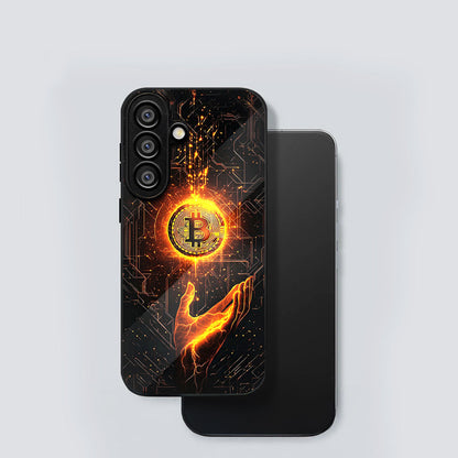 Samsung Galaxy A36 Premium Acrylic Shockproof Glass Back Case (Bitcoin Glow)