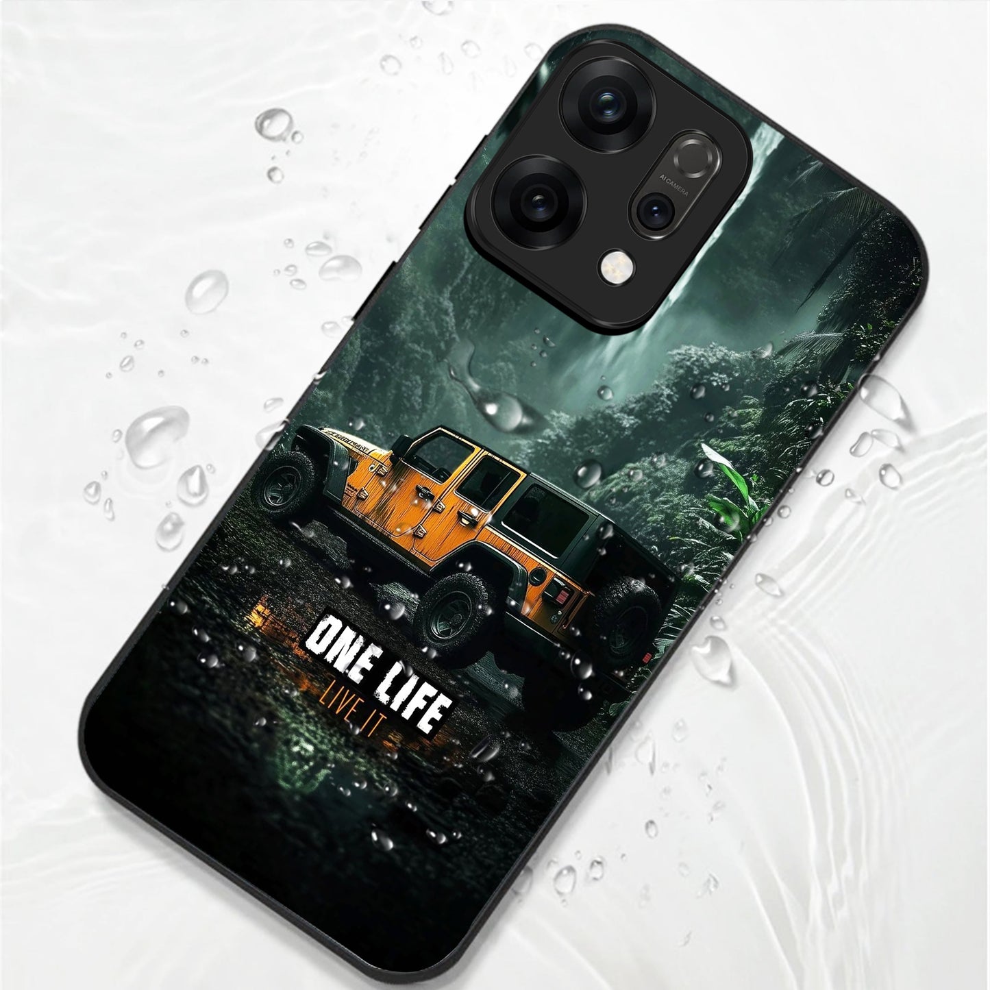 Oppo Reno 14 5G Premium Acrylic Shockproof Glass Back Case (Jeep Case)