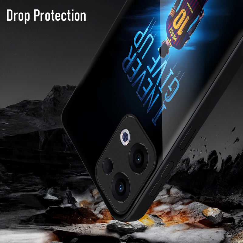Oppo Reno 13 5G Premium Acrylic Shockproof Glass Back Case (Messi))