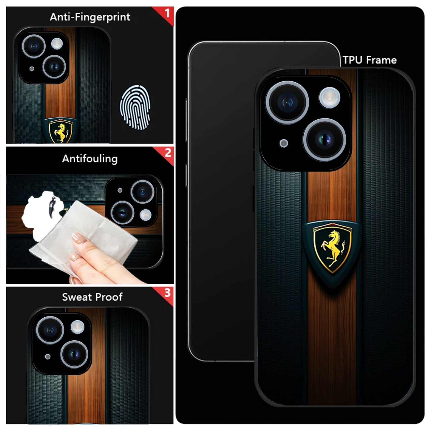 iPhone 15 Premium Acrylic Shockproof Glass Back Case (Royal Roadster)