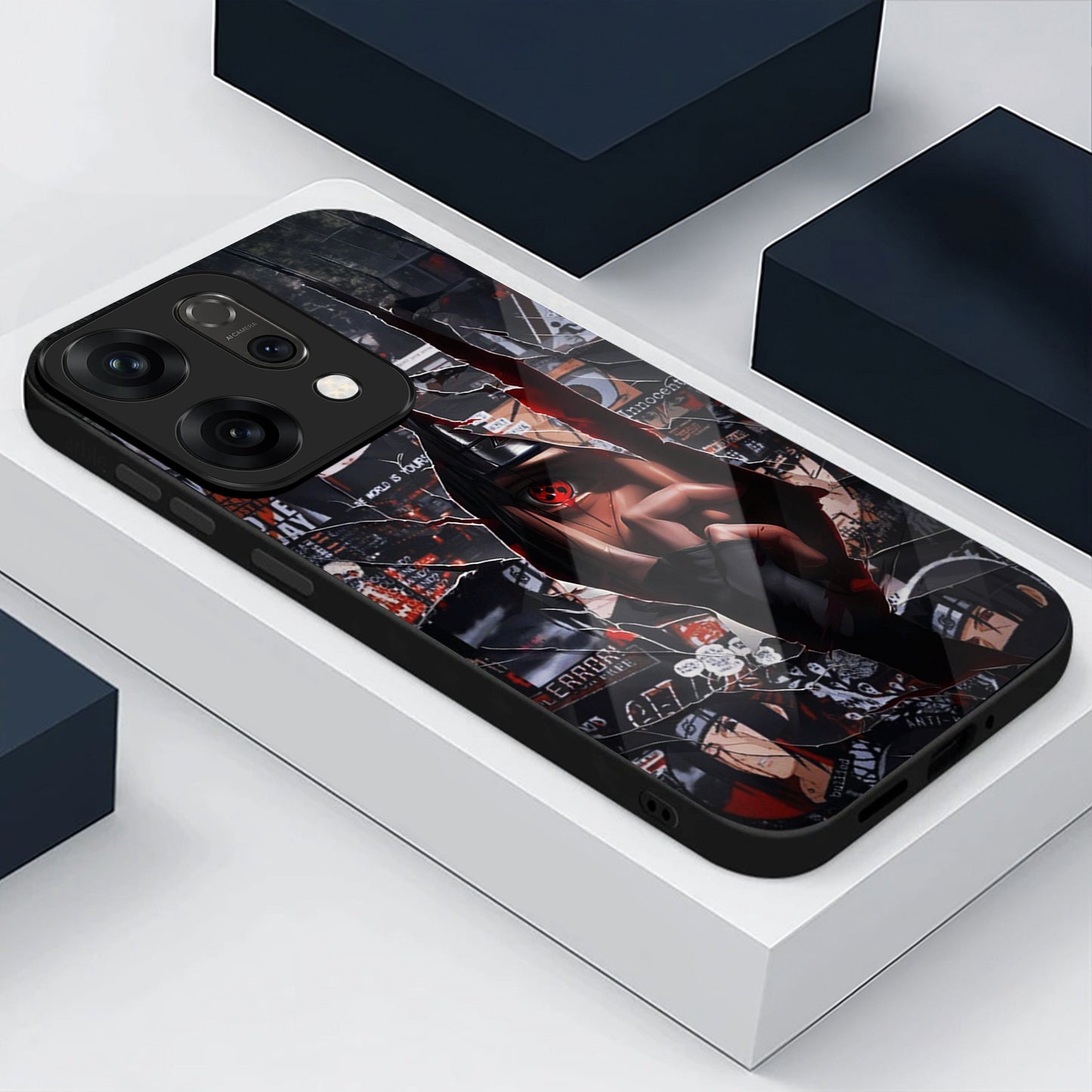 Oppo Reno 14 5G Premium Acrylic Shockproof Glass Back Case (Sharingan)