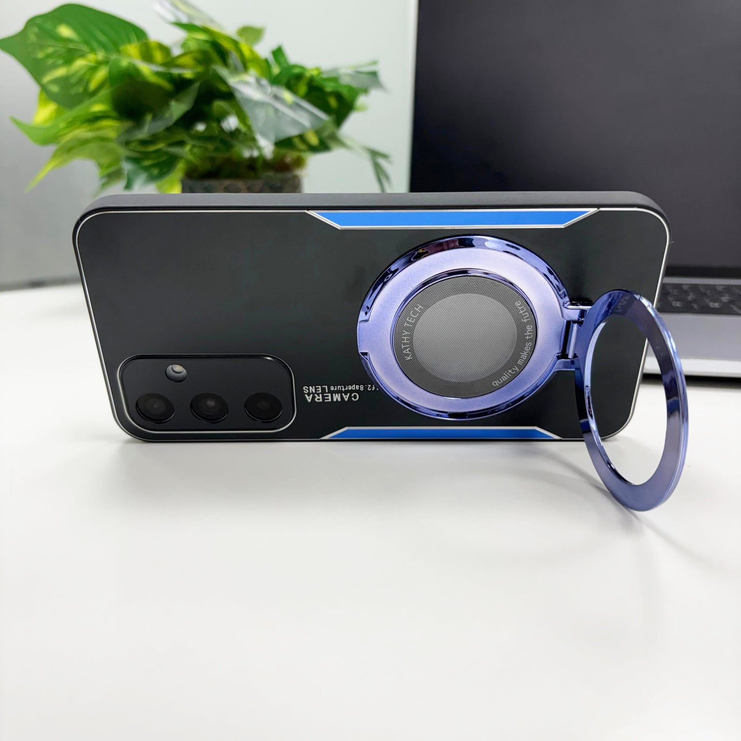 Samsung Galaxy S24 FE 5G Original Luxury Aluminium Metal Magnifier Ring Stand Case