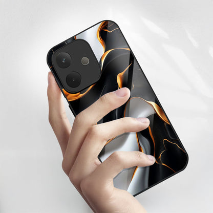 Oppo A5 Pro 5G Premium Acrylic Shockproof Glass Back Case (Lava Veins)