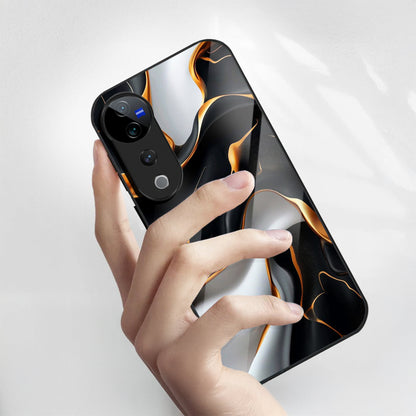 Vivo V40 Pro 5G Premium Acrylic Shockproof Glass Back Case (Lava Veins)