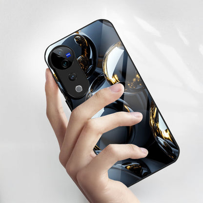 Vivo V40 Pro 5G Premium Acrylic Shockproof Glass Back Case (Mirror Spheres)