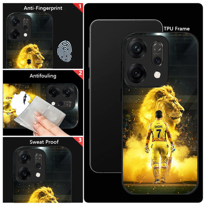 Oppo Reno 14 5G Premium Acrylic Shockproof Glass Back Case (Dhoni)