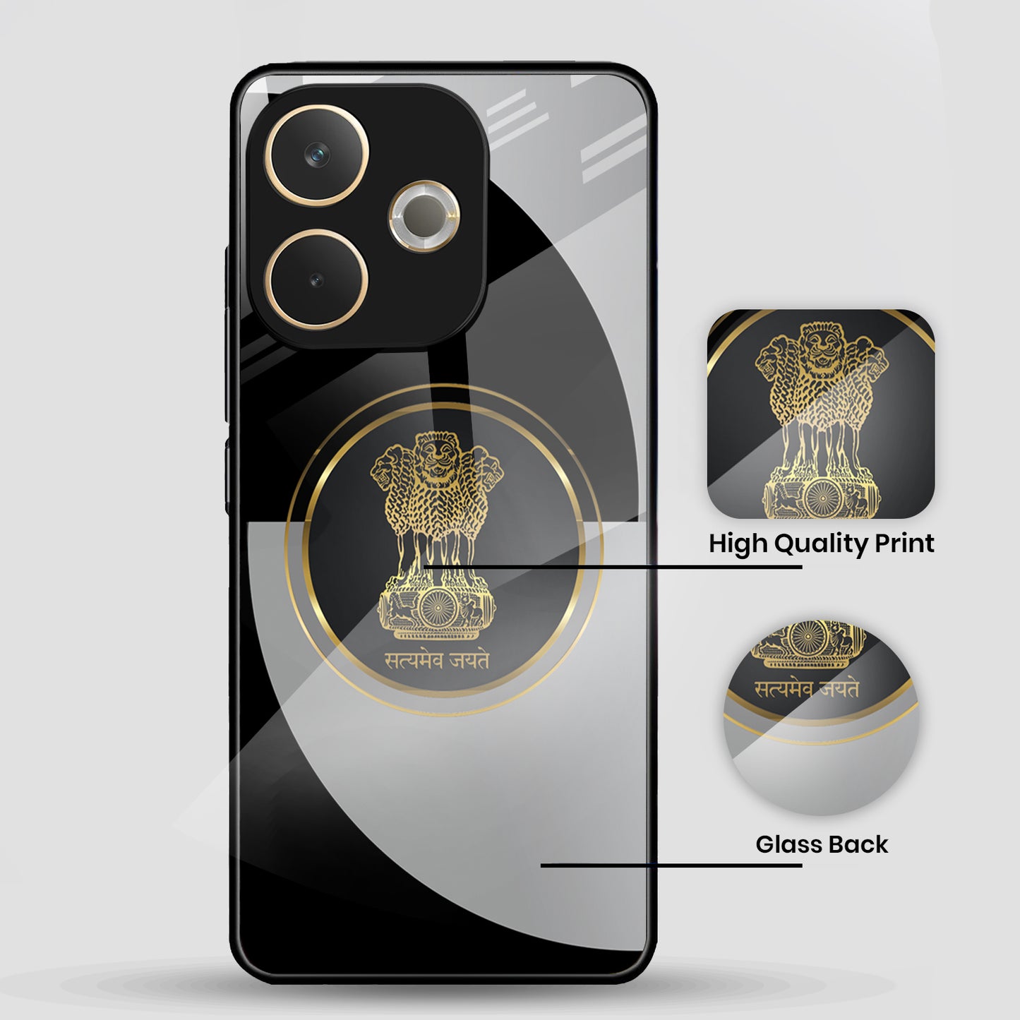 Oppo A5 Pro 5G Premium Acrylic Shockproof Glass Back Case ( Satyamev Noir )