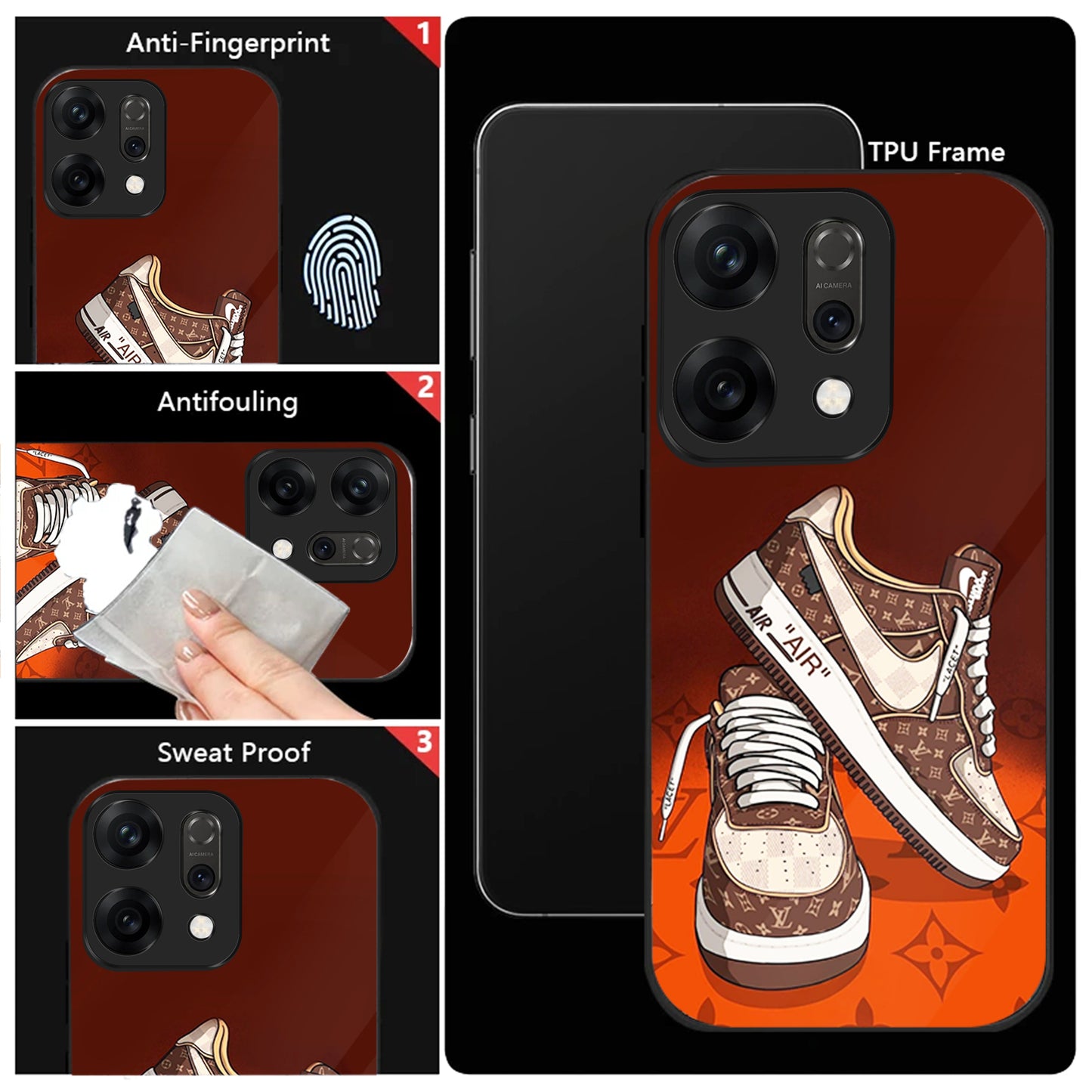 Oppo Reno 14 5G Premium Acrylic Shockproof Glass Back Case (Sneaker Case)