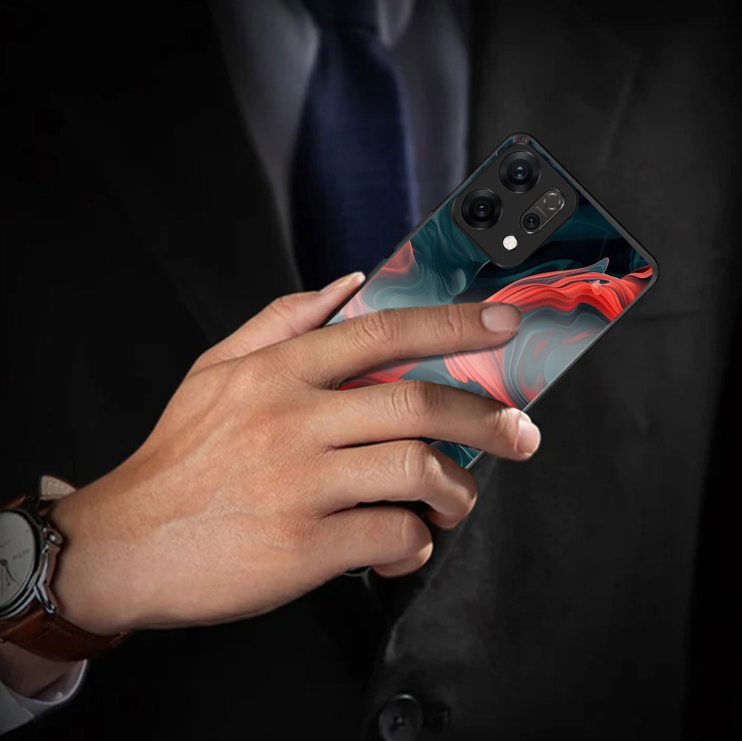 Oppo Reno 14 5G Premium Acrylic Shockproof Glass Back Case (Vortex Flame)