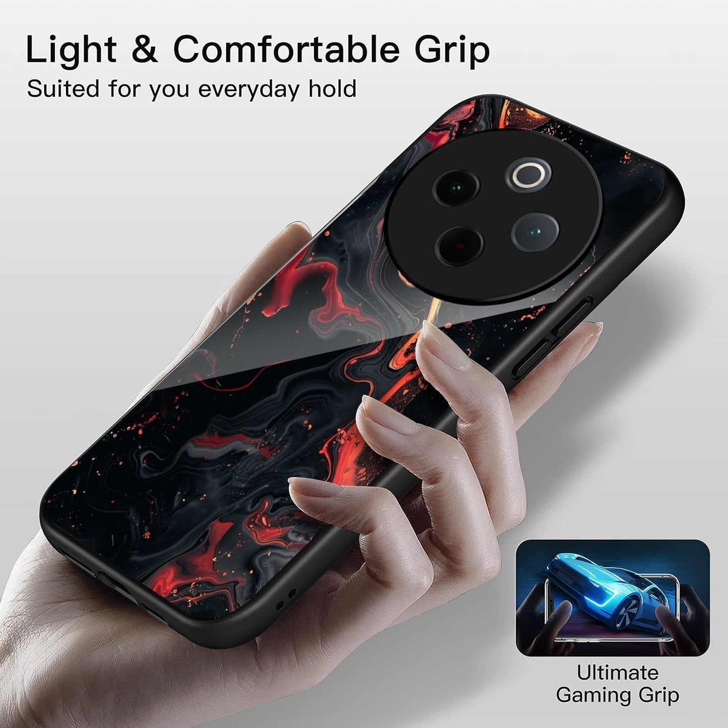 Vivo T4 5G Premium Acrylic Shockproof Glass Back Case (Ashen Fire)