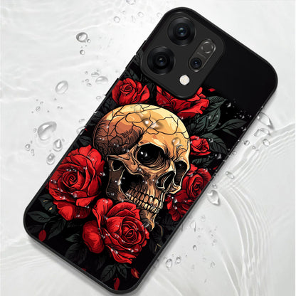Oppo Reno 14 5G Premium Acrylic Shockproof Glass Back Case (Rose Skull)