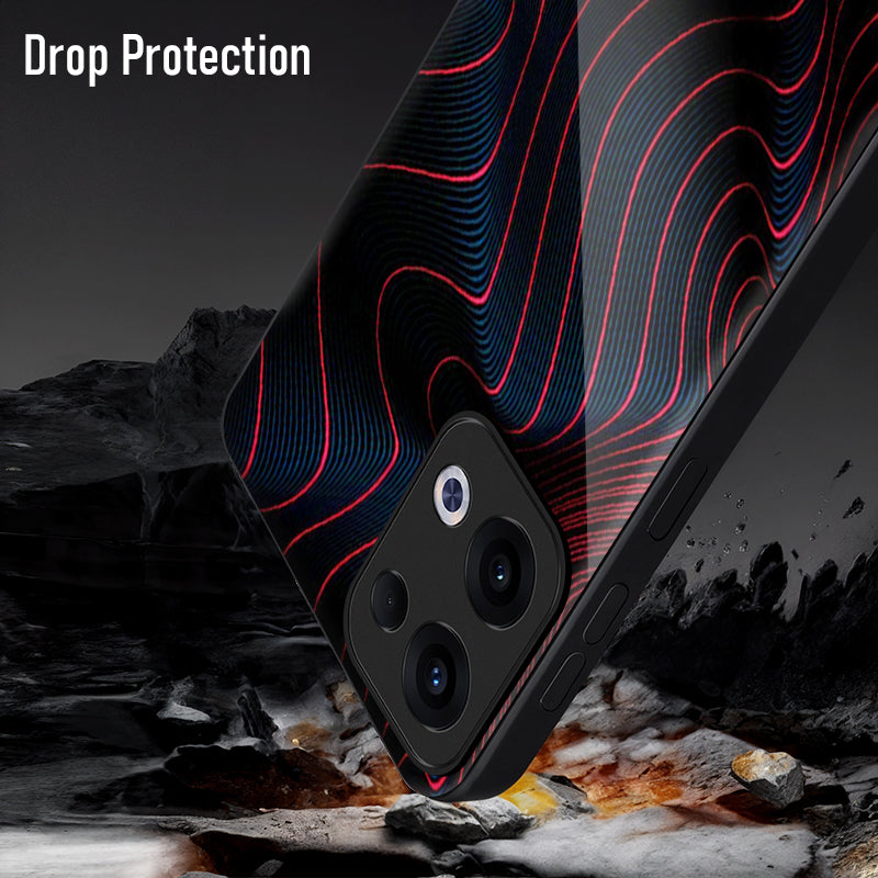Oppo Reno 13 5G Premium Acrylic Shockproof Glass Back Case (Neon Waves)