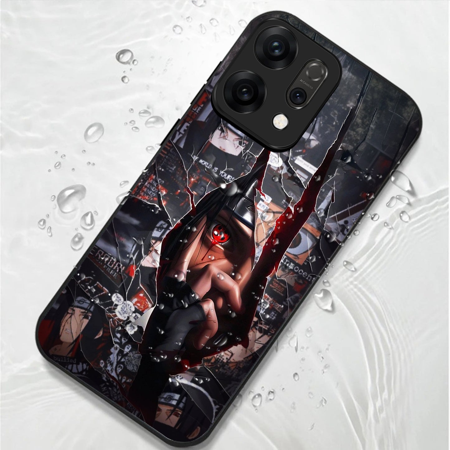 Oppo Reno 14 5G Premium Acrylic Shockproof Glass Back Case (Sharingan)