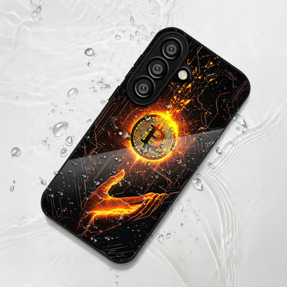 Samsung Galaxy A36 Premium Acrylic Shockproof Glass Back Case (Bitcoin Glow)