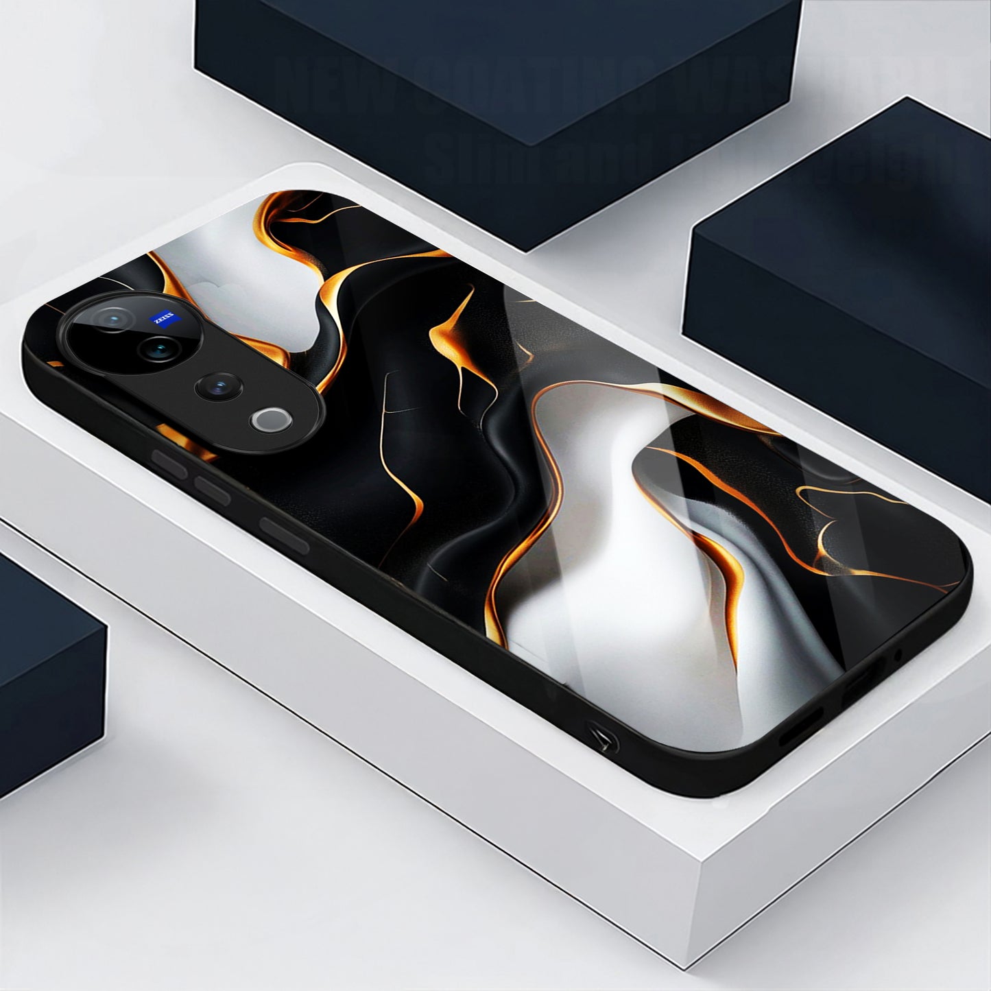 Vivo V40 Pro 5G Premium Acrylic Shockproof Glass Back Case (Lava Veins)
