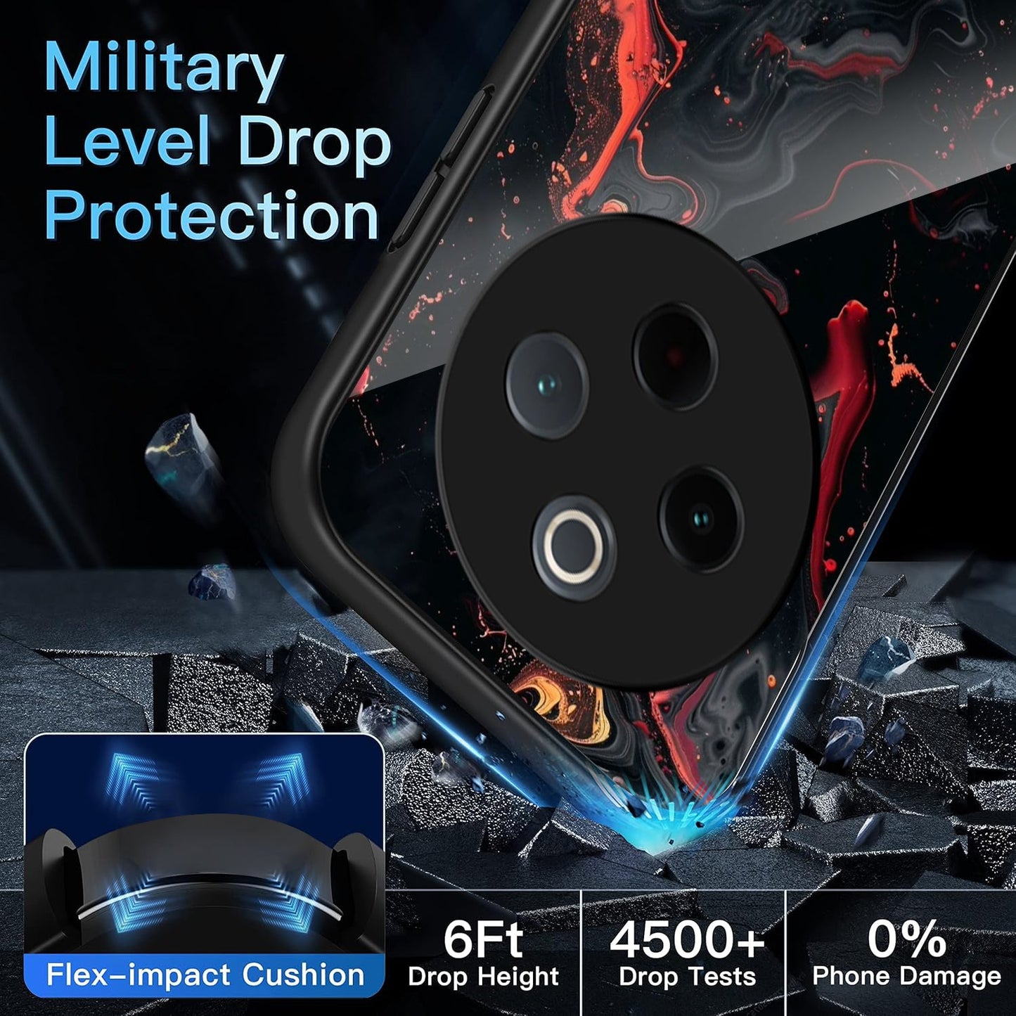 Vivo T4 5G Premium Acrylic Shockproof Glass Back Case (Ashen Fire)