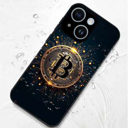 iPhone 15 Premium Acrylic Shockproof Glass Back Case (Bitcoin Armor)