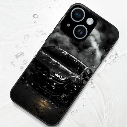 iPhone 15 Premium Acrylic Shockproof Glass Back Case (Black-BMW)