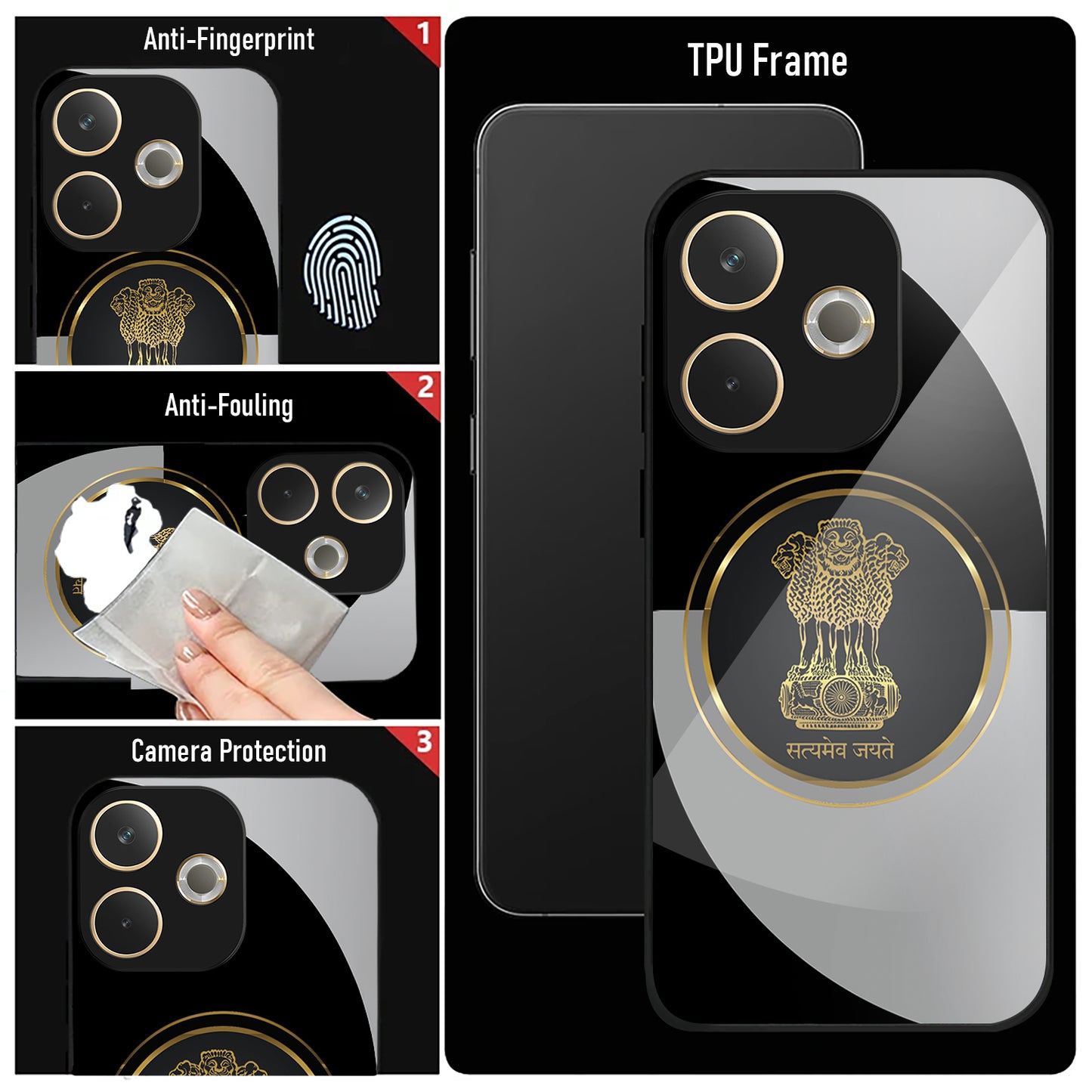 Oppo A5 Pro 5G Premium Acrylic Shockproof Glass Back Case ( Satyamev Noir )
