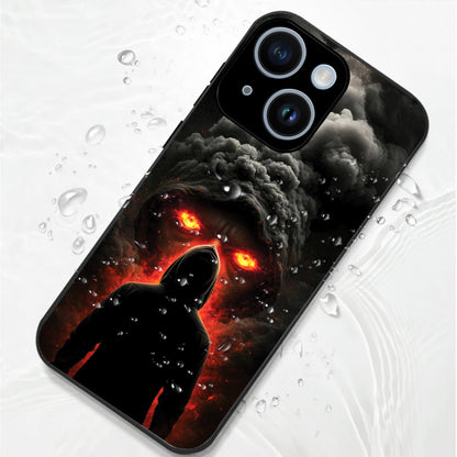 iPhone 14 Premium Acrylic Shockproof Glass Back Case (Dark Flame)