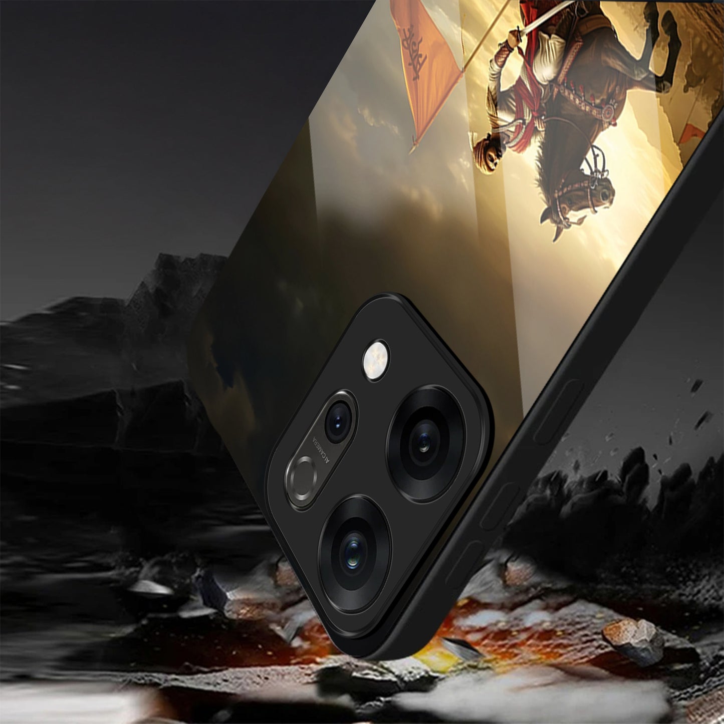 Oppo Reno 14 5G Premium Acrylic Shockproof Glass Back Case ( Battle Glory)