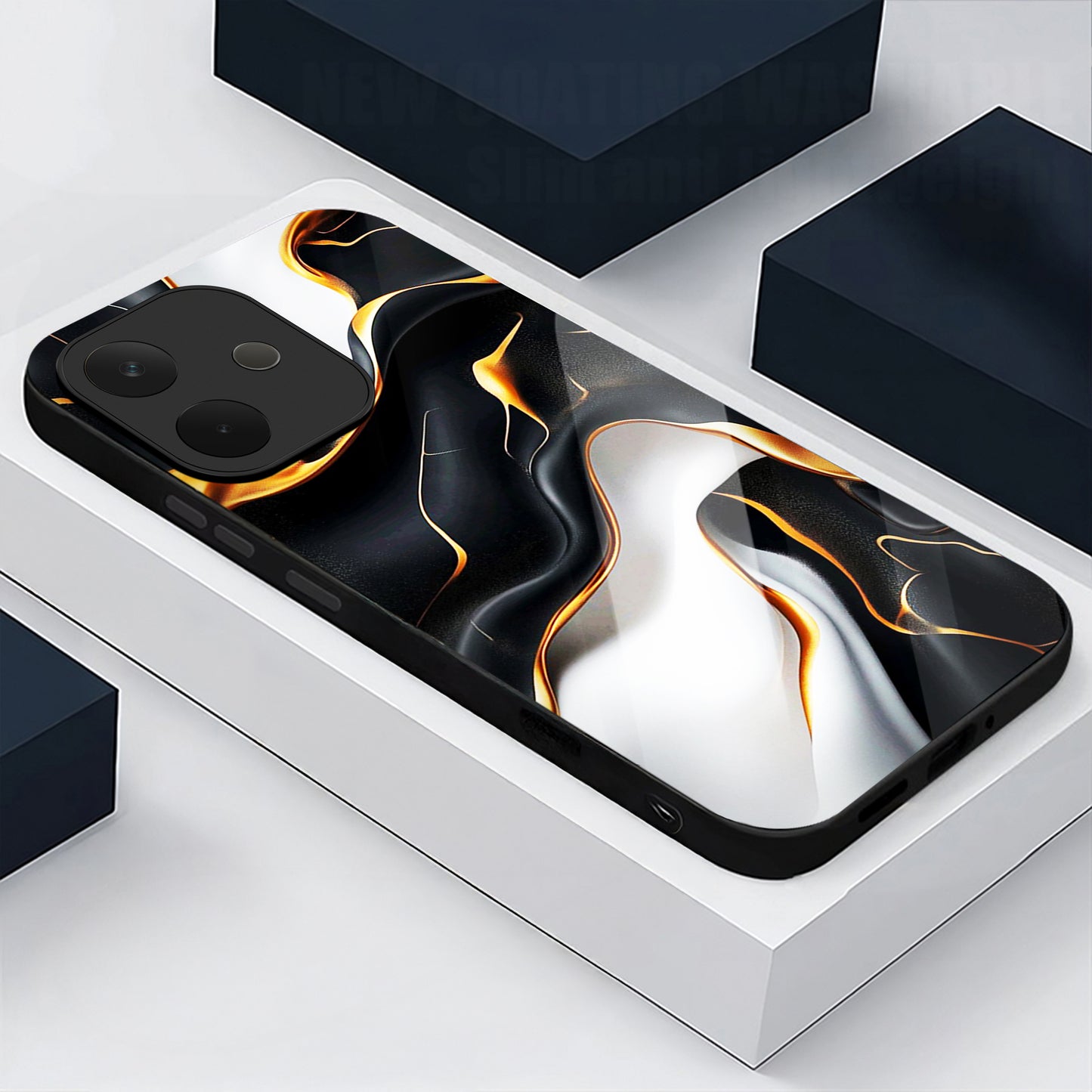Oppo A5 Pro 5G Premium Acrylic Shockproof Glass Back Case (Lava Veins)